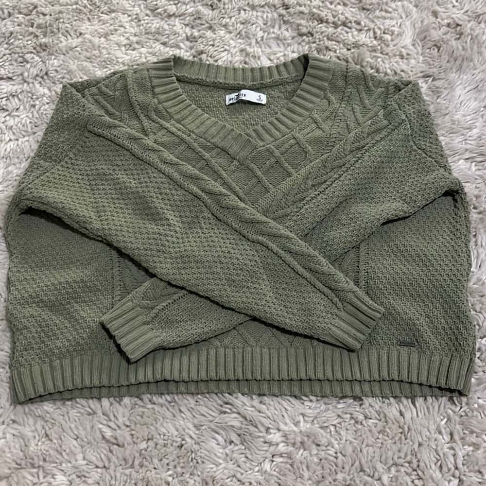 Hollister Green Knit Oversized Sweater